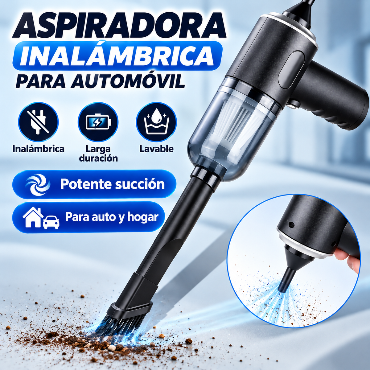 Aspirador de Coche Inalámbrico 9000Pa